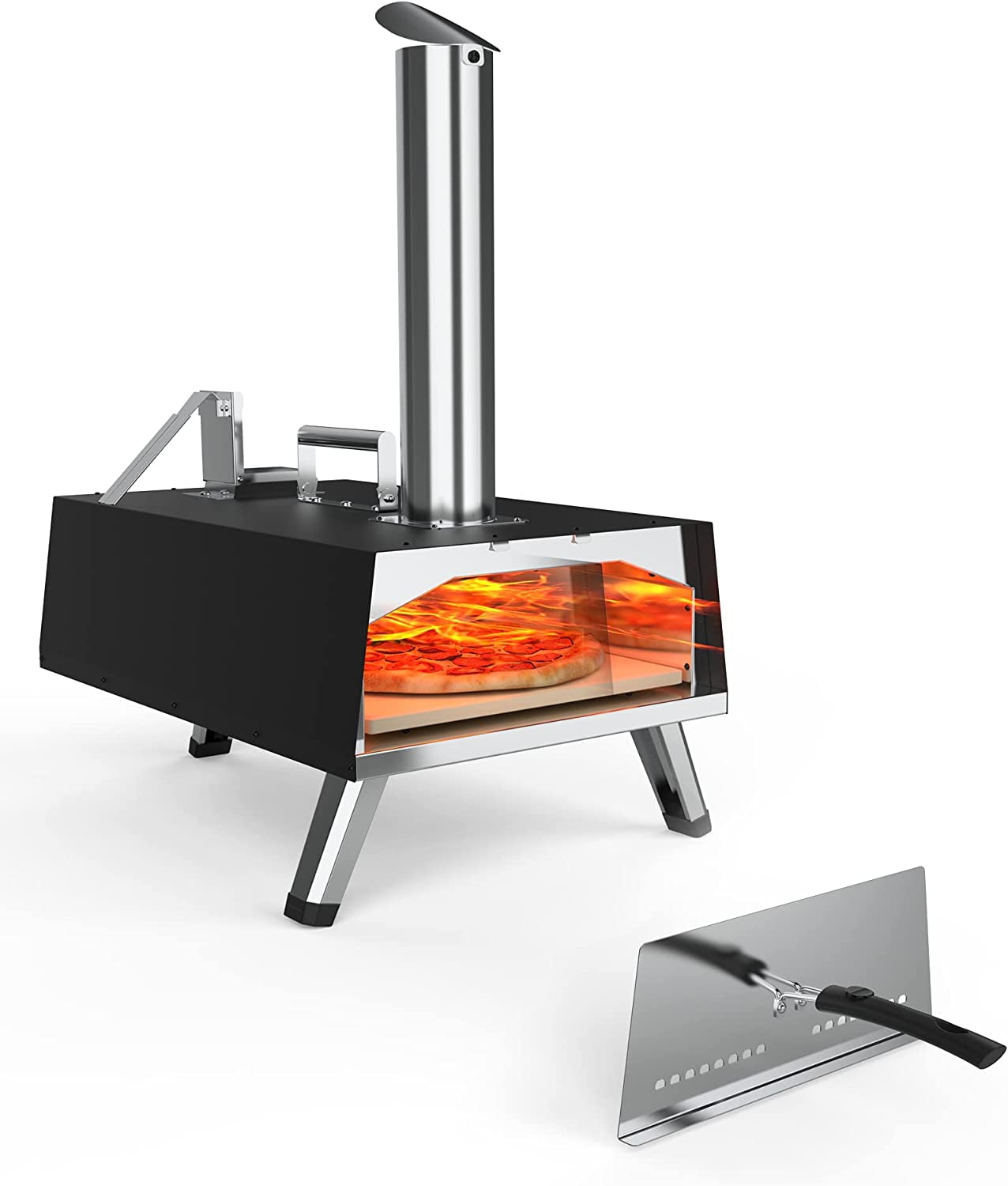 WhizMax Outdoor Pizza Oven 12", [with Feeding Port] Stainless Steel