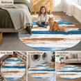 thumbnail image 6 of Vintage Blue Round Area&nbsp;Rug 8ft Brown Wood Grain Texture Abstract Contemporary Non-Slip&nbsp;Washable Circle Rugs Soft Felt Indoor Floor Mat for Bedroom Kitchen Living Room Bathroom, 6 of 9