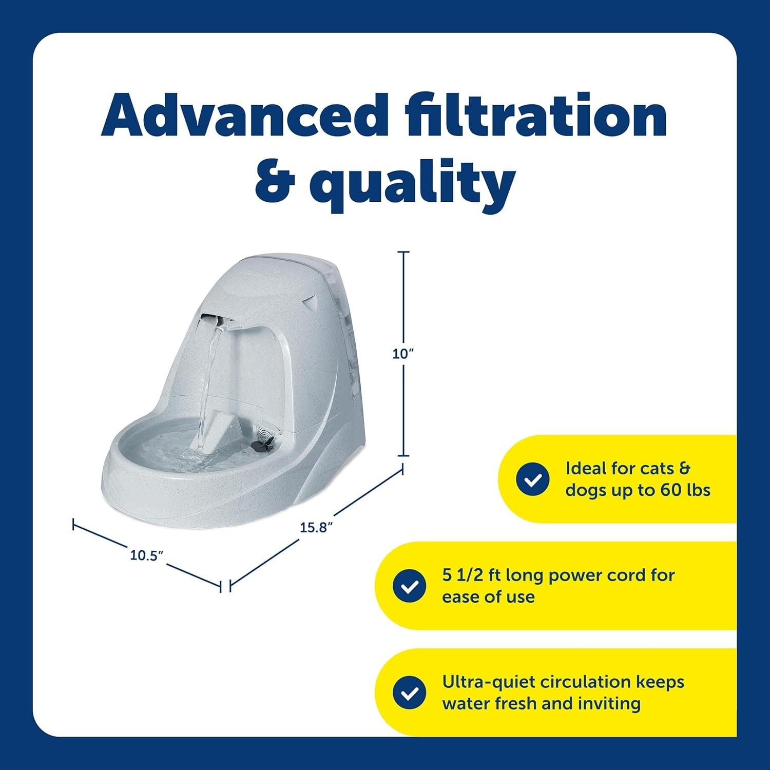 Dog and Cat Water Fountain, Automatic Drinking Fountain for Pets, 168 Ounce,Grey