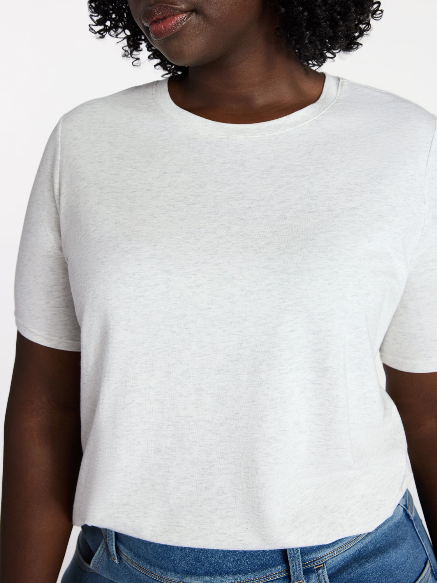 Terra & Sky Women's Plus Size Crewneck Tee with Short Sleeves, Sizes 0X-5X