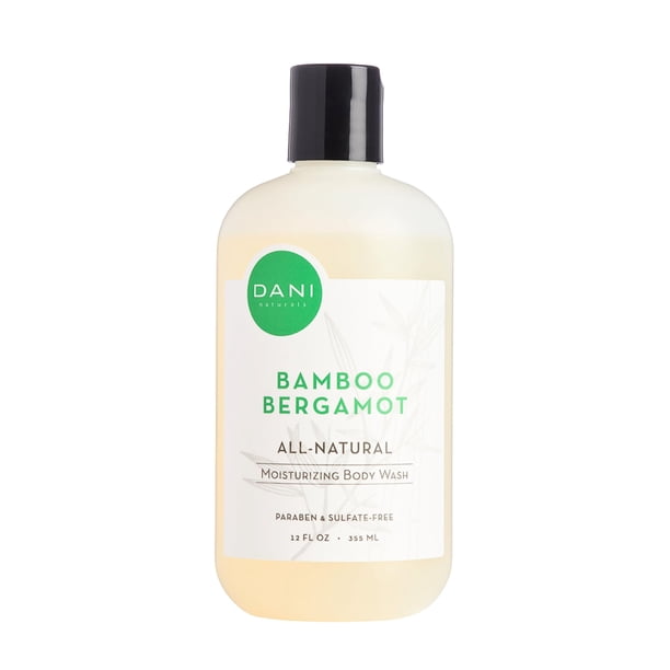 Jabón corporal hidratante de DANI Naturals - Refrescante aroma a bergamota de bambú - Aloe vera orgánico y glicerina natural - Gel de ducha sin parabenos ni sulfatos - Para hombres y mujeres - Botella
