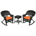thumbnail image 1 of Afuera Living 3pc Wicker Rocker Chair Set in Black with Orange Cushion, 1 of 1