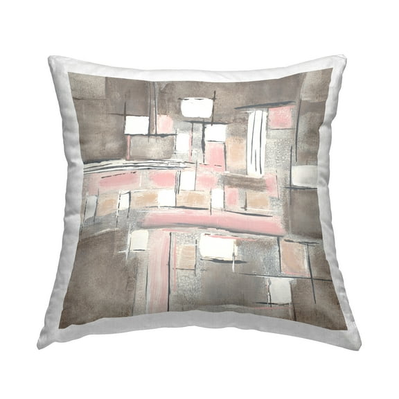 Stupell Industries Soft Neutral Abstract Patchwork Geometric Pattern Traditional Pink,18 x 7 x 18 Decorative Pillows