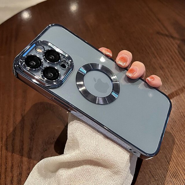 Funda hueca con logotipo chapado de lujo para iPhone 14, 13, 11, 12 Pro, XR, X, XS Max, 7, 8 Plus, SE3, cubierta transparente suave a prueba de golpes