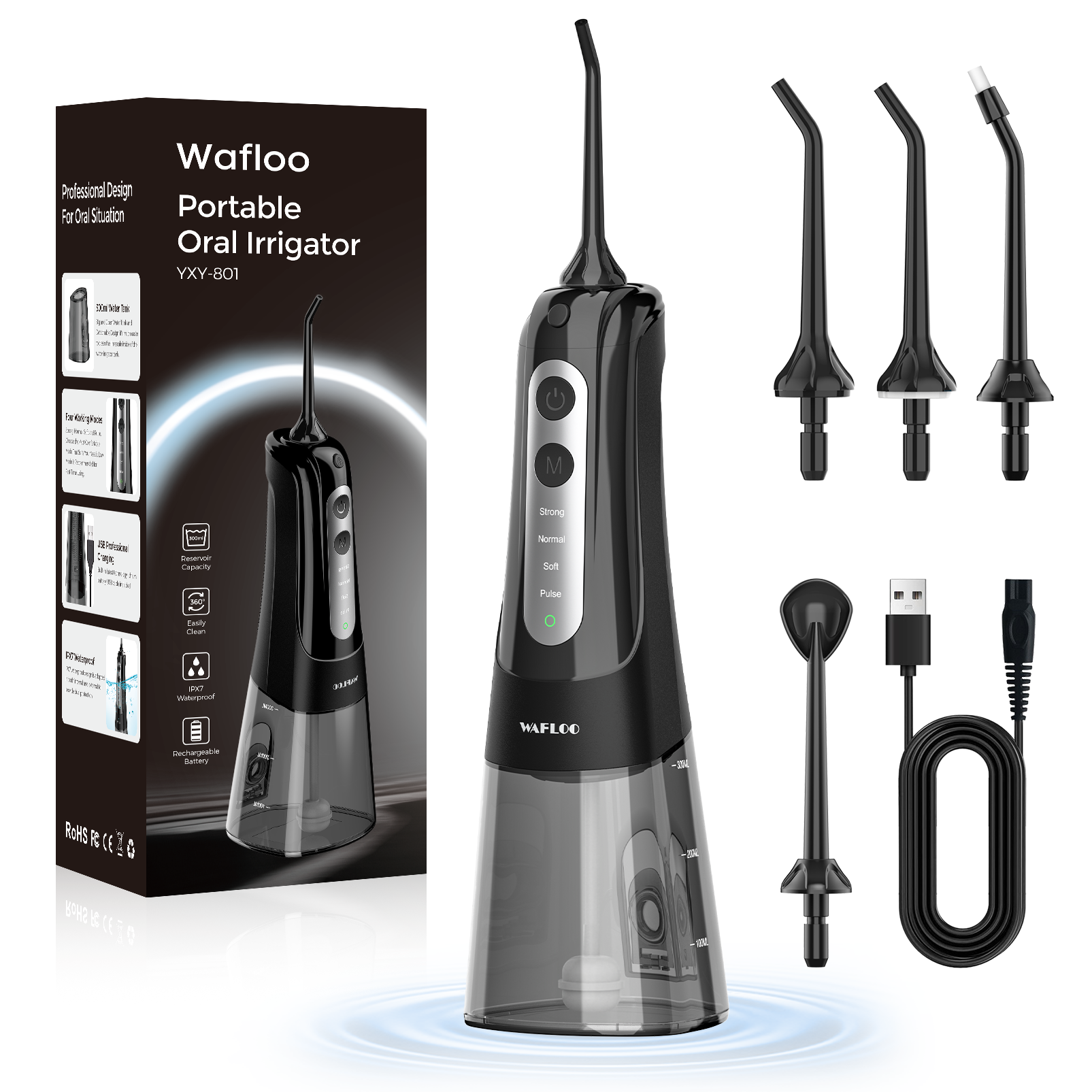 WAFLOO Cordless Water Flosser, 300ml Tank
