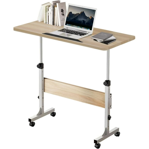 Small Standing Desk Adjustable Height Rolling Computer Desk Portable Laptop Desks with Wheels,Black