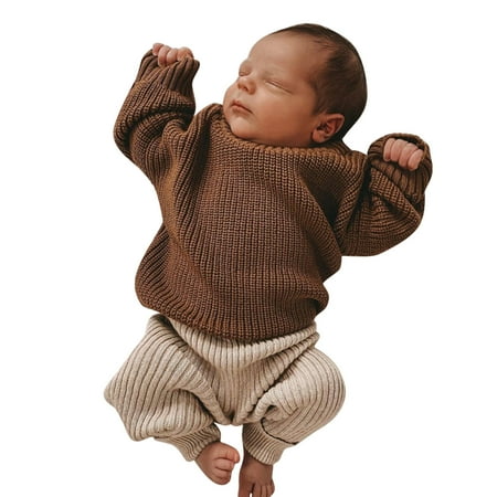 

LBECLEY Zip Sweater Toddler Kids Baby Girl Boy Crewneck Long Sleeve Solid Sweater for Knitted Sweater Autumn Winter Warm Pullover Tops Coat Jacket Sweaters for Baby Girls 12 Months Coffee 66