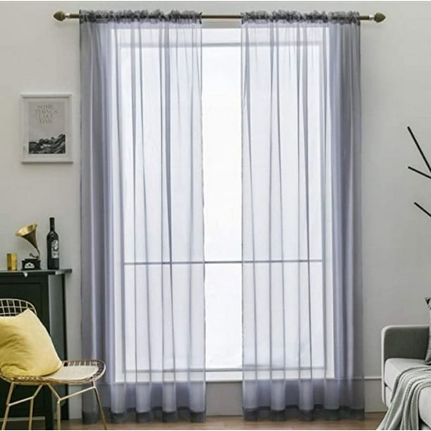 Rideaux transparents salon tringle poche fenêtre rideaux panneaux chambre  Semi voilage rideaux voilages 