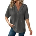 thumbnail image 2 of Shirts for Women Summer Spring Tops Short Sleeve Oversized Tshirts Fashion Basic Casual Tee Clothes 2025 Trendy Dark Gray M, 2 of 7