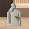 thumbnail image 3 of Estatua de pareja coleccionable, arte romántico, artesanía, figura decorativa para estantería. Blanco, 3 of 6