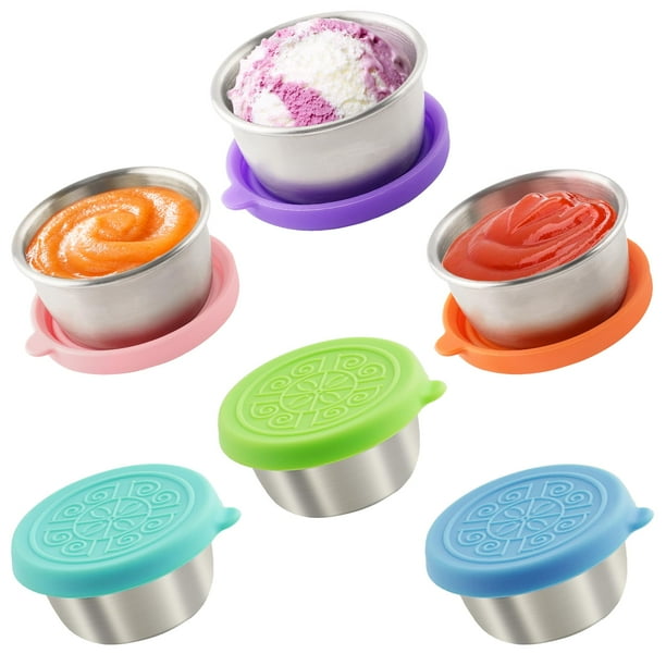 Recipientes para aderezos para ensaladas Qukaka, 50 ml, acero inoxidable, 6 unidades