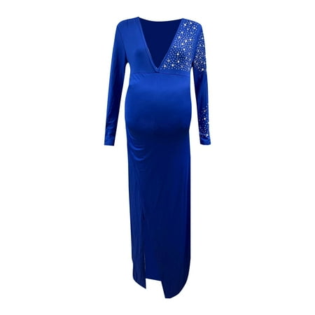 

Button Front Maternity Dress Dress Maternity Women Long Sleeve V Neck Loose Fit Boho Pregnancy Solid Color Side Slit Dress Photography Party Dress Long Maternity Clothes Dress Petite Floral Dress