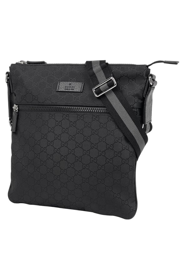 Pre-Owned Gucci GG Pattern Shoulder Bag, Crossbody Nylon, Black, 449185, Women's