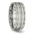 thumbnail image 4 of Stainless Steel Polished and Hammered 8mm Grooved Band, 4 of 7