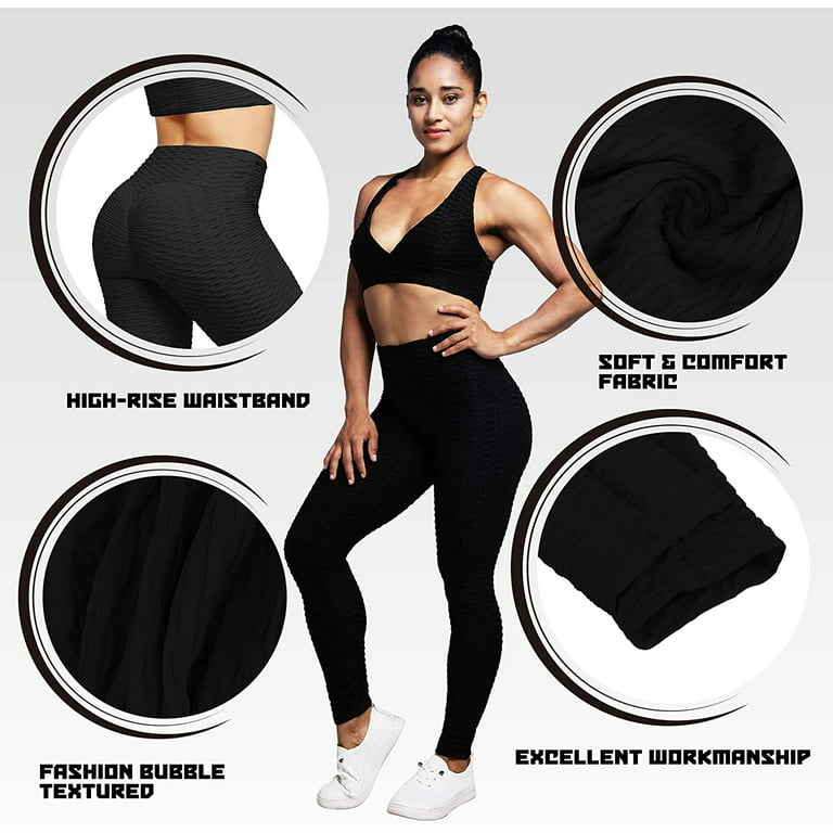 Tiktok Leggings for Women (Black), Butt Lifting High Waist Yoga Pants,  Tummy Control Scrunch Workout Running Booty Tights, XL Size 