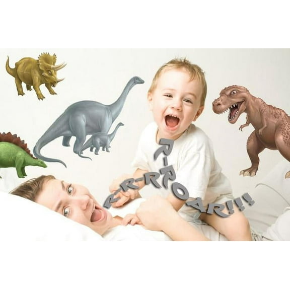 Dinosaur Wall Decals Boys Room Decor Dino and Baby Dino Stickers (17) Dino Decals 2"-8.5"