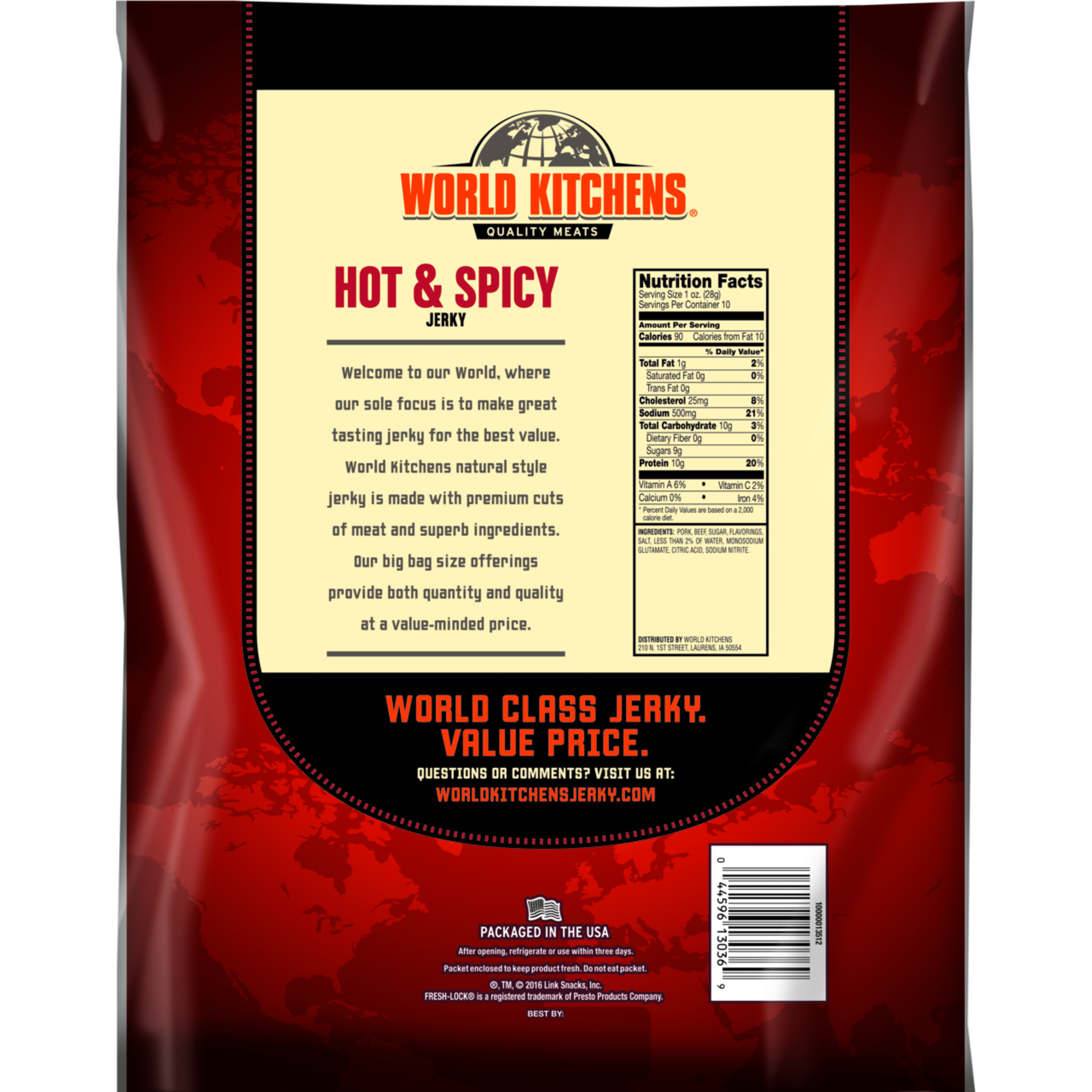 World Kitchens Jerky Hot Spicy 10oz Walmart Com