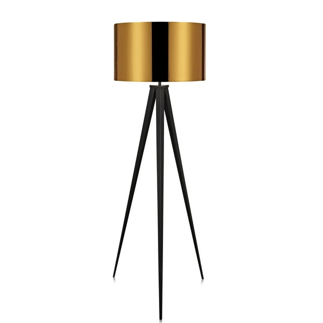 Teamson Home Romanza Tripod Floor Lamp Modern Lighting - Gold / Black