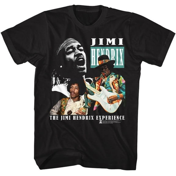 Jimi Hendrix Three Photos Black Adult T-Shirt