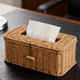 thumbnail image 5 of Liamobondopolis Hand Woven Rectangular Tissue Box Wooden Toggle Closure Secures Flip Lid Decorative Holder for Farmhouse Kitchen and Dining Spaces, 5 of 6