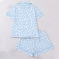 thumbnail image 5 of Trendfront Womens 2 Piece Leopard Cheetah Print Pajama Set Notch Collar Short Sleeve Button Front Top Elastic Waist Shorts Chest Pocket Relaxed Sleepwear, 5 of 9