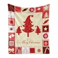 thumbnail image 1 of Christmas Soft Flannel Fleece Throw Blanket, Merry Christmas Words with Square Frames Trees Candy Star, Cozy Plush for Indoor and Outdoor Use, 60" x 80", Vermilion Pale Pink, by Ambesonne, 1 of 6