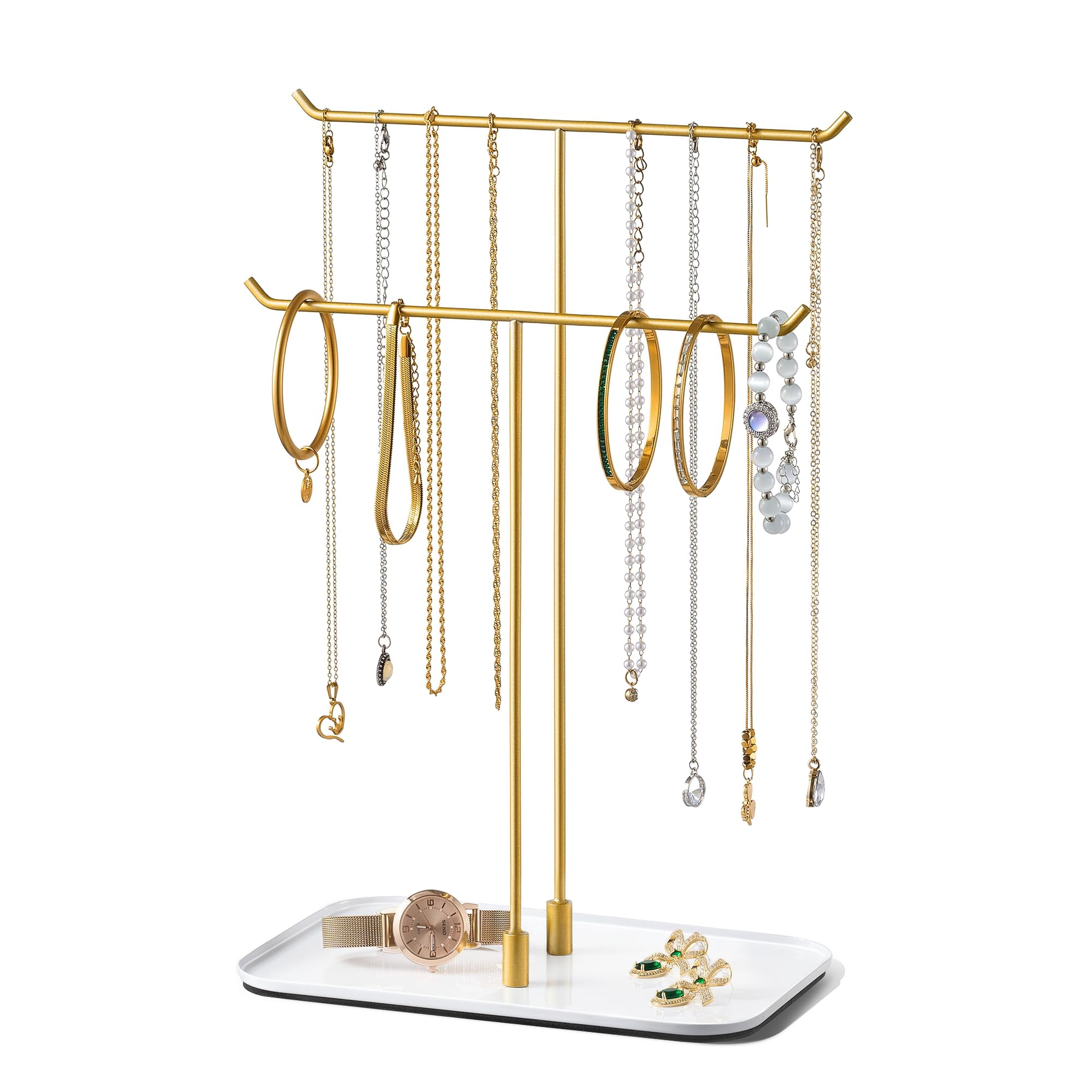 Metal Necklace Stand Holder Jewelry Organizer Display Rack with Non-Slip Base Modern Design for Bedroom Vanity Home Décor
