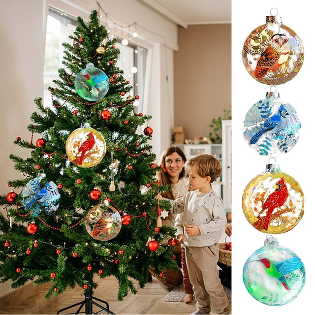 Bolas planas de acrílico Jadeshay 2022 X Mas Bird Árbol de Navidad 8 cm