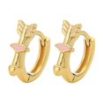 thumbnail image 1 of Mini aros circulares con flecha de Cupido, exquisitos chapados en oro de 18 k, color rosa | Código de modelo 4048 Rosa, 1 of 4