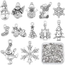 1Box Christmas Charms Assorted Christmas Tree Charms Snowflake Charm Bulk Antique Silver or Antique Bronze Snowman Santa Claus Jingle Bells Reindeer Winter Charms