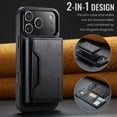 thumbnail image 4 of MagSafe Wallet Case for iPhone 17 Pro with Card Holder, Detachable Wireless Charging Faux Leather Kickstand Case with 8 Card Slots, RFID Blocking - 6.3 inch (Black), 4 of 19