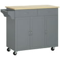 thumbnail image 1 of HOMCOM Rolling Kitchen Island on Wheels with Bamboo Countertop Drawers, 1 of 10