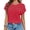 C-Red, variant on UVN Blouses for Women Summer Short Sleeve Crewneck Dressy Shirts Casual Waffle Knit Hollow Out Tunic Tops