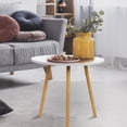 thumbnail image 4 of Round Table Happydeer Leisure Coffee Table Wood Round Kitchen Table,Household Dining Table (White, 50cm/19.69"), 4 of 8
