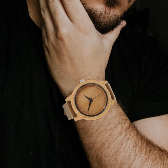 MLINS Men's Wristwatch Natural Wood Dress Watch Stylish Casual Timepiece for Everyday Wear