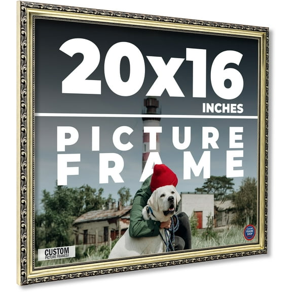 20x16 Frame Silver Solid Wood Picture Frame Width 1.125 Inches | Interior Frame Depth 0.375 Inches