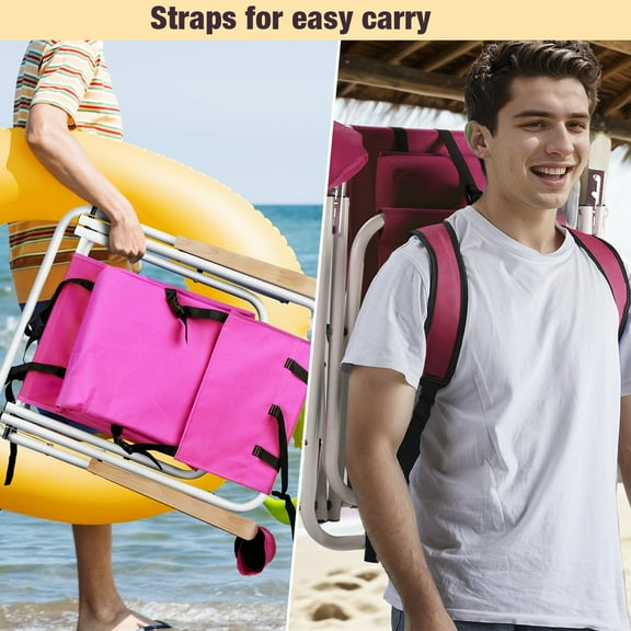 ZOPan Folding Beach Lounge Chair, Portable Backpack, Camping Chair for Outside Pink, Features-Foldable, Portable