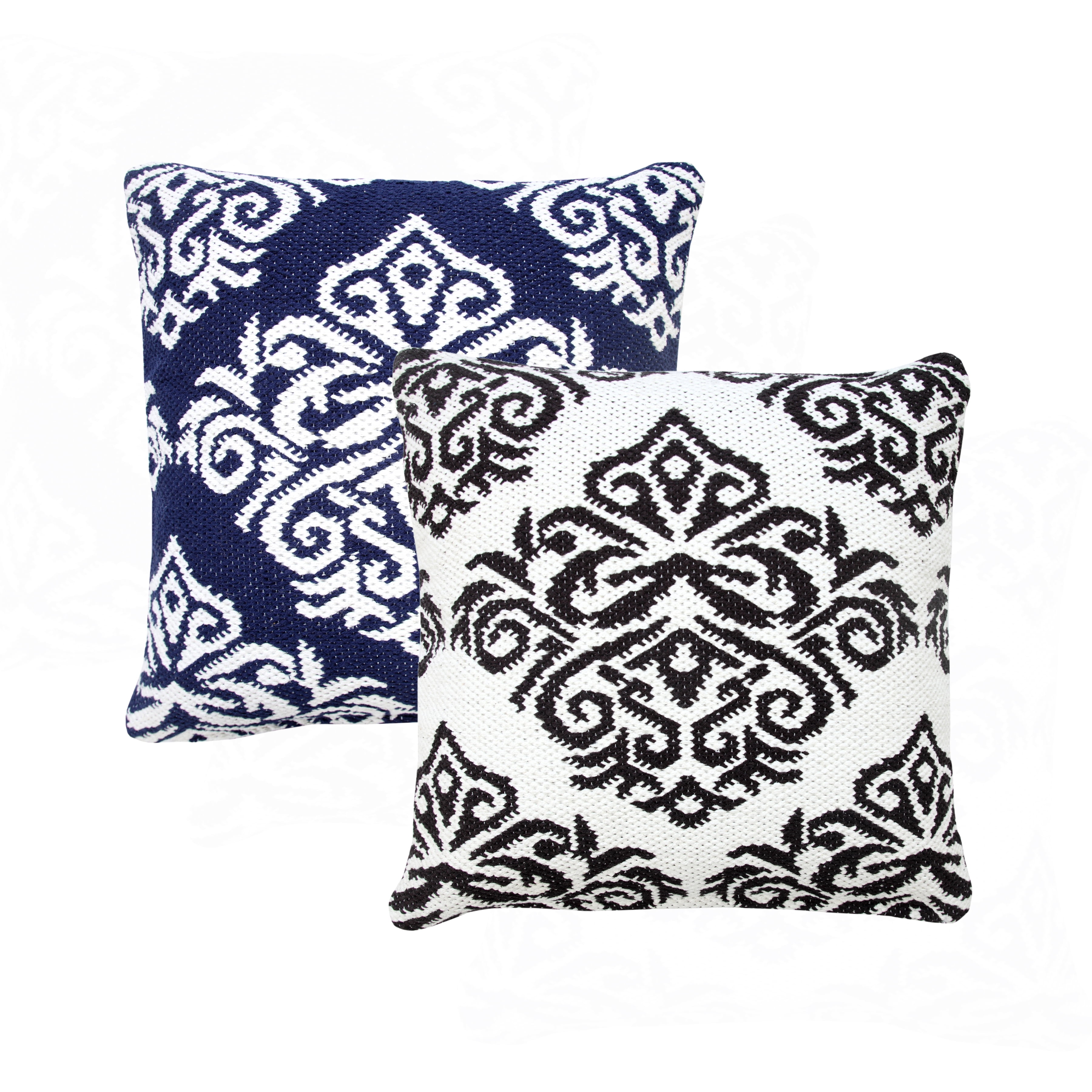 Ox Bay Damask Throw Pillow, Blue and White, 20" Square, Count Per Pack 1