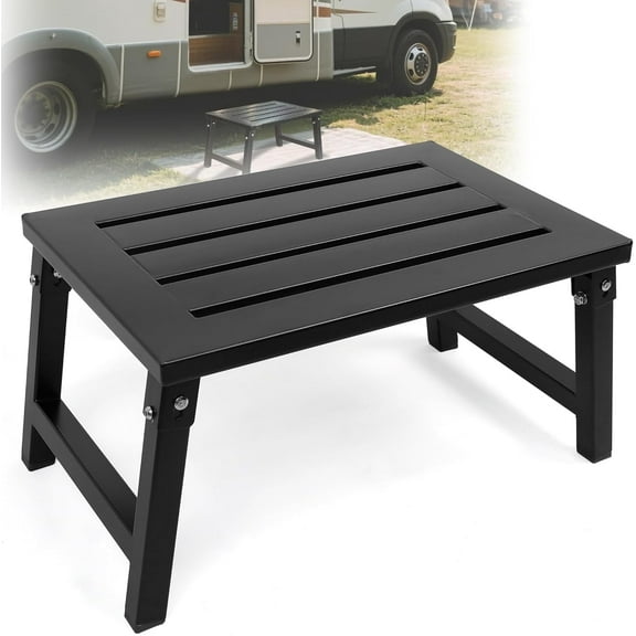 Support Way Folding RV Step Stool, 1000 lbs Heavy Duty Metal Platform with Non-Slip Feet, Portable Camper Step for RV, Truck, SUV, Outdoor Travel