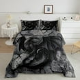 thumbnail image 2 of Western Dragon 3 Pcs Queen Size Comforter Set,Mysterious Wildlife Animals Down Alternative Adults Bedroom Decor,Grey Retro Wall Ultra Soft Microfiber Inner Fill 3Pcs Bedding, 2 of 6