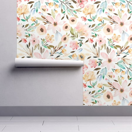 Peel-and-Stick Removable Wallpaper Boho Watercolor Floral Floral Flowers