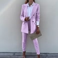 thumbnail image 3 of Scyoekwg Women Blazer Outfit Business Office Work 2 Piece Sets Long Sleeve Coat Suit Pants 2 Two Piece Set Fashion Matching Outfits Suit (Pink,XL), 3 of 7