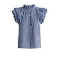 thumbnail image 5 of Free Assembly Women's and Women's Plus Size Button Front Ruffle Shirt, Sizes XS-4X, 5 of 5