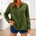 thumbnail image 3 of Horkkom Button Down Shirts for Women V Neck Long Sleeve Linen Shirts Loose Solid Color Casual Tops Slit Side XXL, 3 of 10