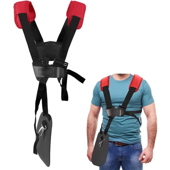 SUNMON Weed Eater Strap Shoulder Strap for Weed Trimmer - Durable Nylon Belt Adjustable Weed Wacker Strap for Brush Cutter Leaf Blower (Dark Red)