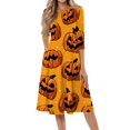 thumbnail image 2 of Womens Halloween Dress Pumpkin Skeleton Ghost Funny Scary Quick-Dry Lightweight Retro Halloween Clothing, 2 of 7
