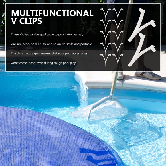 VERDANVERSE 12Ud Clips V Para Accesorios De Piscina Soporte Para Redes Y Cepillos