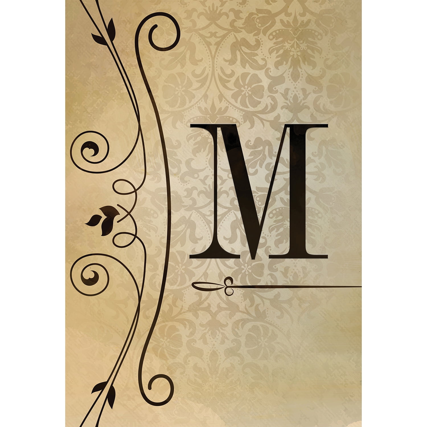 America Forever Fancy Scroll Monogram M House Flag, 28 x 40 inch Double Sided, Elegant Letter M Flag, Decorative Scroll Design, Personalized Initial Yard Art, Housewarming Gift