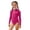 X322 Hot Pink, variant on Girls Swim Wear Solid Color Long Sleeve Mandarin Collar Swimsuits Summer Smooth Girls Swimsuits Size 3-4 Years Pink