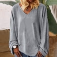 thumbnail image 5 of Contemporary Women's Fashion Plus Size Women's Solid V-Neck Long Sleeved Casual Pullover Loose Blouses Shirt, 5 of 8